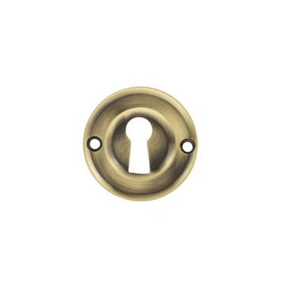 Old English Solid Brass Open Key Hole Escutcheons - Antique Brass - Default