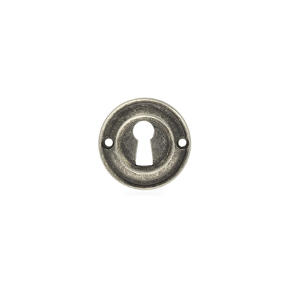 Old English Solid Brass Open Key Hole Escutcheons - Distressed Silver - Default