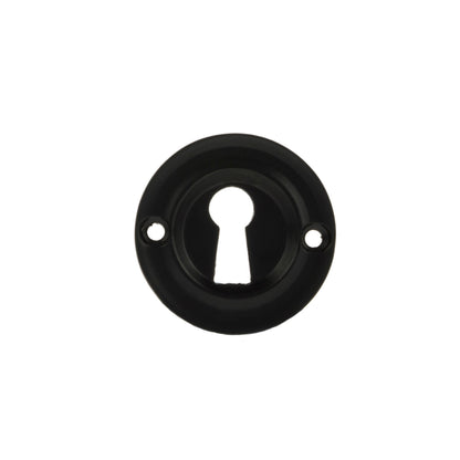 Old English Solid Brass Open Key Hole Escutcheons - Matt Black - Default