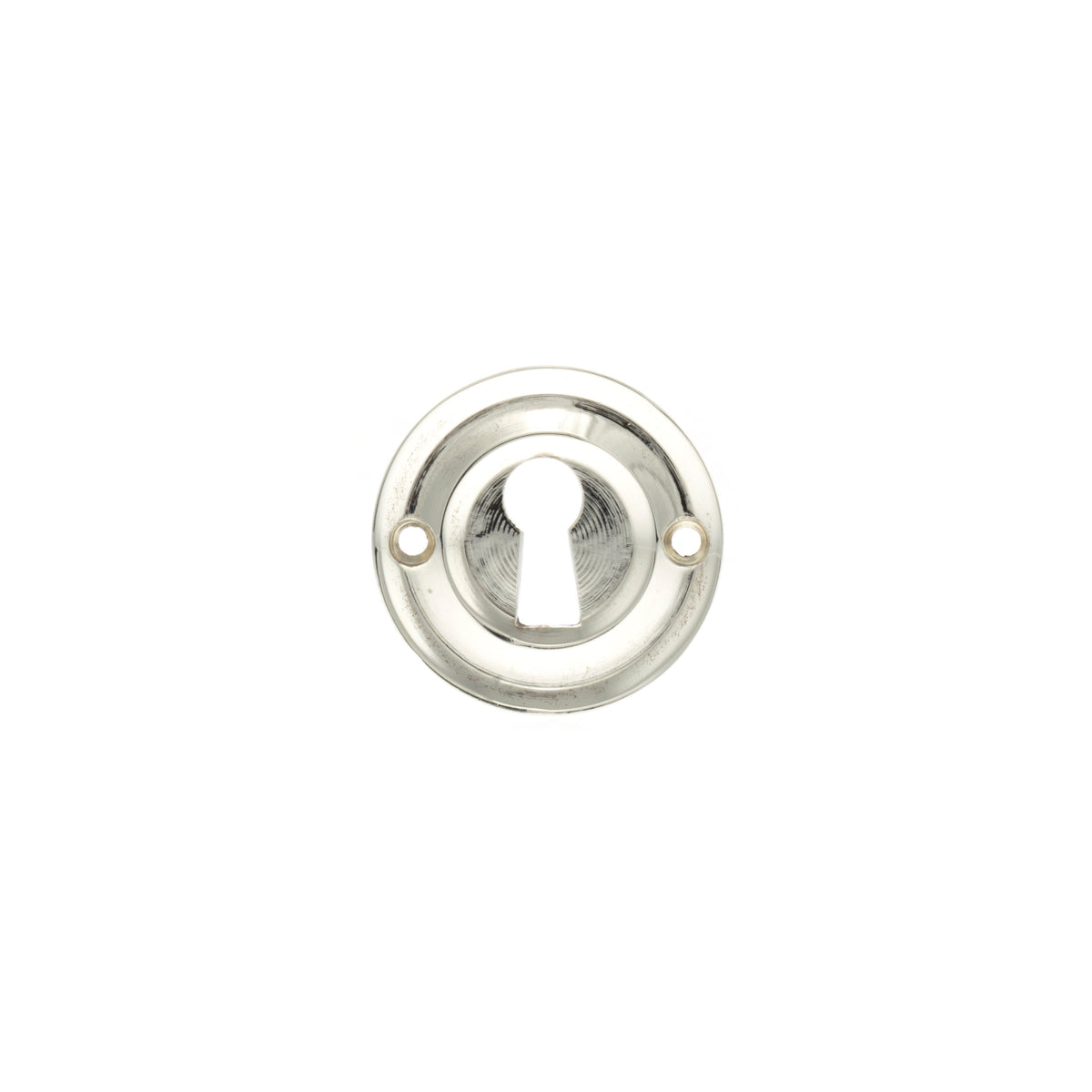 Old English Solid Brass Open Key Hole Escutcheons - Polished Nickel - Default