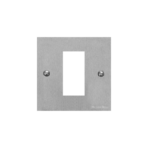 Richmond Elite Range Satin Chrome Switches & Sockets, LP3 - 1 Module Euro Plate by Heritage Brass By M-Marcus