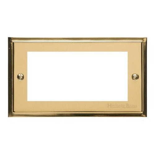 Elite Stepped Plate Range Polished Brass Switches & Sockets, S01 - 4 Module Euro Plate by Heritage Brass By M-Marcus
