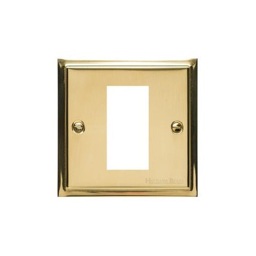 Elite Stepped Plate Range Polished Brass Switches & Sockets, S01 - 1 Module Euro Plate by Heritage Brass By M-Marcus