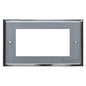Elite Stepped Plate Range Satin Chrome Switches & Sockets, S03 - 4 Module Euro Plate by Heritage Brass By M-Marcus