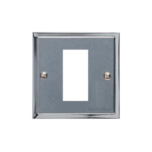 Elite Stepped Plate Range Satin Chrome Switches & Sockets, S03 - 1 Module Euro Plate by Heritage Brass By M-Marcus