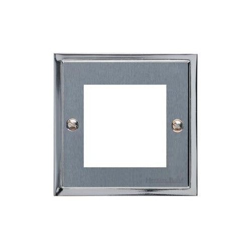 Elite Stepped Plate Range Satin Chrome Switches & Sockets, S03 - 2 Module Euro Plate by Heritage Brass By M-Marcus