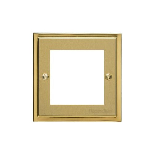 Elite Stepped Plate Range Satin Brass Switches & Sockets, S04 - 2 Module Euro Plate by Heritage Brass By M-Marcus