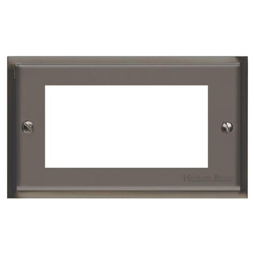 Elite Stepped Plate Range Polished Black Nickel Switches & Sockets, S06 - 4 Module Euro Plate by Heritage Brass By M-Marcus