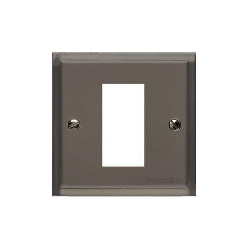 Elite Stepped Plate Range Polished Black Nickel Switches & Sockets, S06 - 1 Module Euro Plate by Heritage Brass By M-Marcus