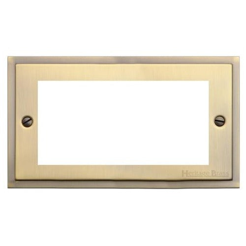 Elite Stepped Plate Range Antique Brass Switches & Sockets, S91 - 4 Module Euro Plate by Heritage Brass By M-Marcus