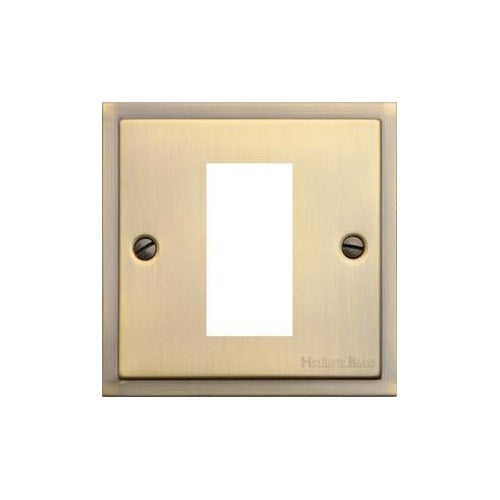 Elite Stepped Plate Range Antique Brass Switches & Sockets, S91 - 1 Module Euro Plate by Heritage Brass By M-Marcus