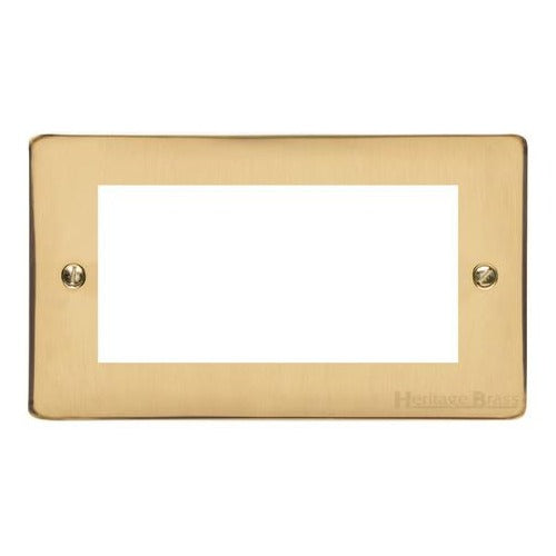 Elite Flat Plate Range Polished Brass Switches & Sockets, T01 - 4 Module Euro Plate by Heritage Brass By M-Marcus