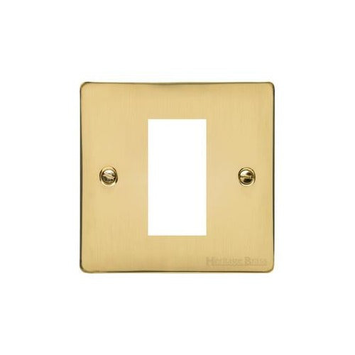 Elite Flat Plate Range Polished Brass Switches & Sockets, T01 - 1 Module Euro Plate by Heritage Brass By M-Marcus