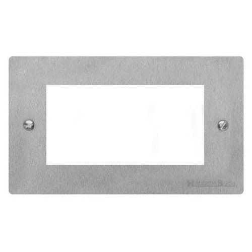Elite Flat Plate Range Satin Chrome Switches & Sockets, T03 - 4 Module Euro Plate by Heritage Brass By M-Marcus