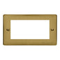 Elite Flat Plate Range Satin Brass Switches & Sockets, T04 - 4 Module Euro Plate by Heritage Brass By M-Marcus