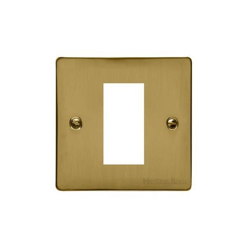 Elite Flat Plate Range Satin Brass Switches & Sockets, T04 - 1 Module Euro Plate by Heritage Brass By M-Marcus