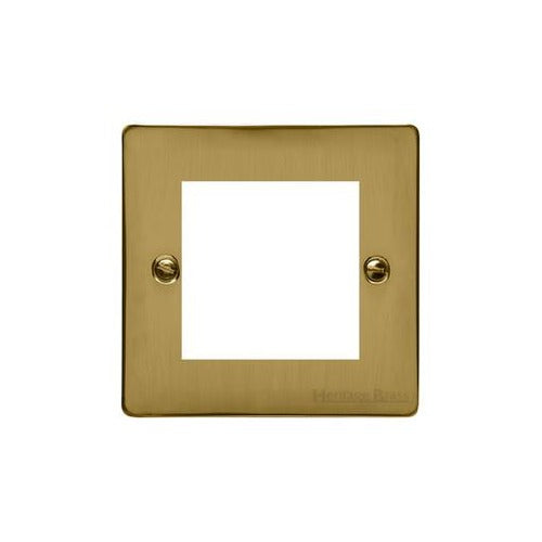 Elite Flat Plate Range Satin Brass Switches & Sockets, T04 - 2 Module Euro Plate by Heritage Brass By M-Marcus