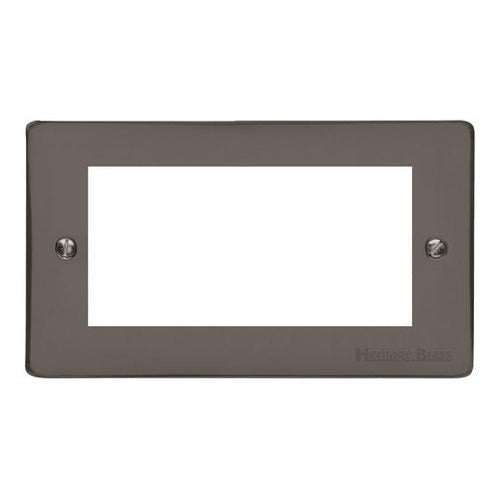Elite Flat Plate Range Polished Black Nickel Switches & Sockets, T06 - 4 Module Euro Plate by Heritage Brass By M-Marcus