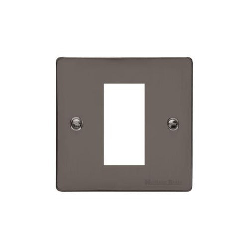 Elite Flat Plate Range Polished Black Nickel Switches & Sockets, T06 - 1 Module Euro Plate by Heritage Brass By M-Marcus