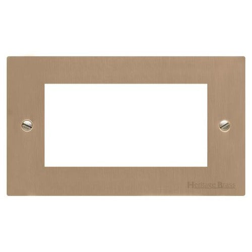 Elite Flat Plate Range Antique Brass Switches & Sockets, T91 - 4 Module Euro Plate by Heritage Brass By M-Marcus