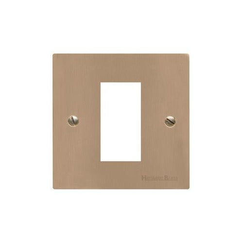 Elite Flat Plate Range Antique Brass Switches & Sockets, T91 - 1 Module Euro Plate by Heritage Brass By M-Marcus
