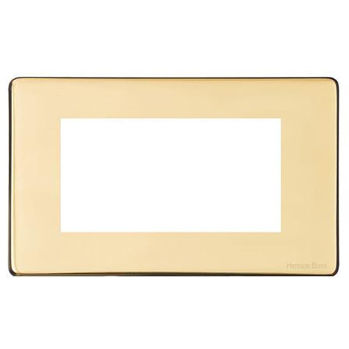 Vintage Range Unlacquered Polished Brass Switches & Sockets, XUL - 4 Module Euro Plate by Heritage Brass By M-Marcus