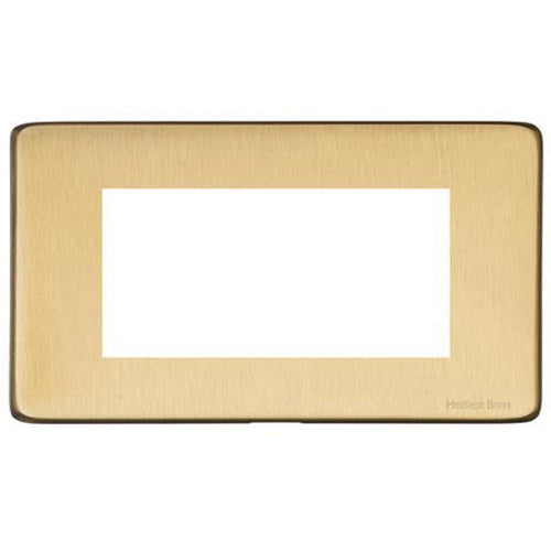 Vintage Range Satin Brass Switches & Sockets, X44 - 4 Module Euro Plate by Heritage Brass By M-Marcus