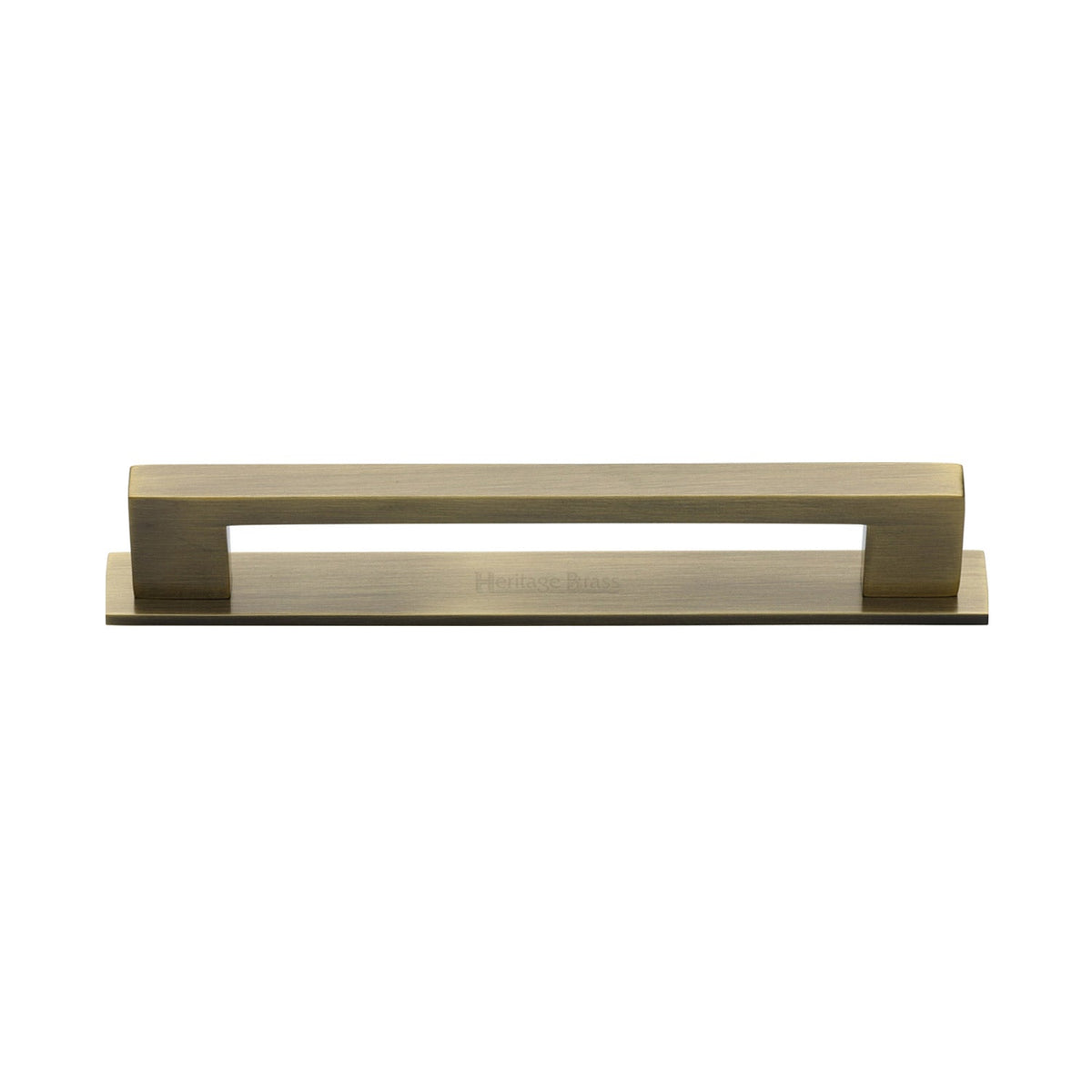 Metro Cabinet Pull Handle with Plate by M Marcus - Heritage Brass