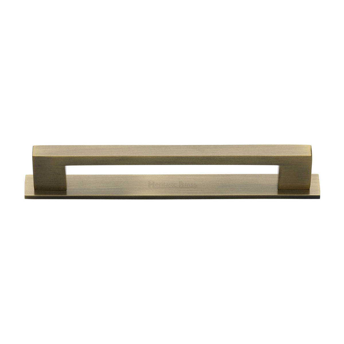 Metro Cabinet Pull Handle with Plate by M Marcus - Heritage Brass