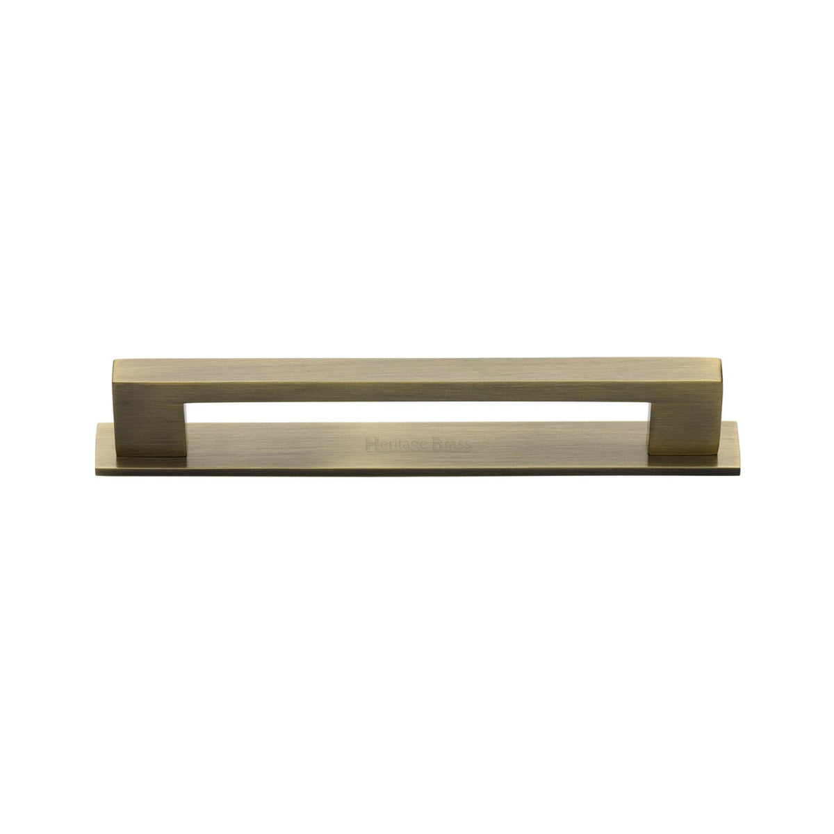 Metro Cabinet Pull Handle with Plate by M Marcus - Heritage Brass