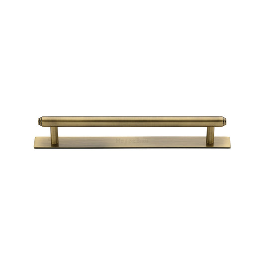 Step Cabinet Pull Handle with Plate by M Marcus - Heritage Brass