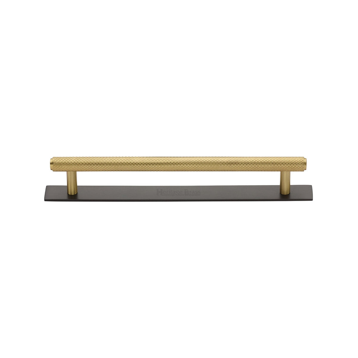 Knurled Cabinet Pull Handle with Plate by M Marcus - Heritage Brass