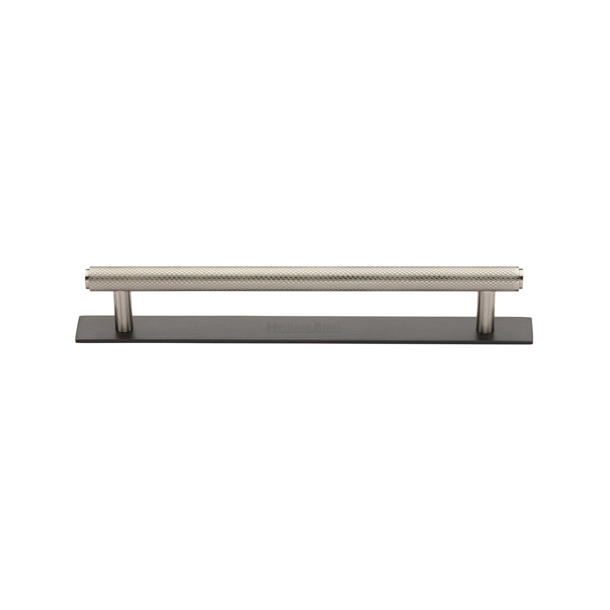Knurled Cabinet Pull Handle with Plate by M Marcus - Heritage Brass