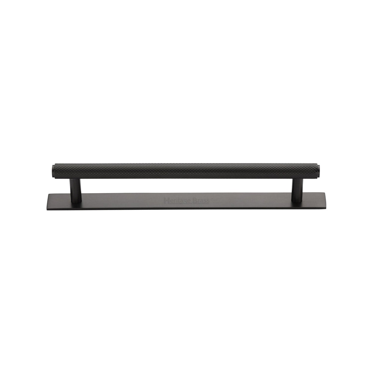 Knurled Cabinet Pull Handle with Plate by M Marcus - Heritage Brass