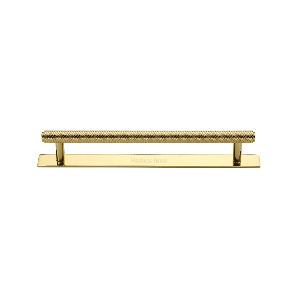 Knurled Cabinet Pull Handle with Plate by M Marcus - Heritage Brass