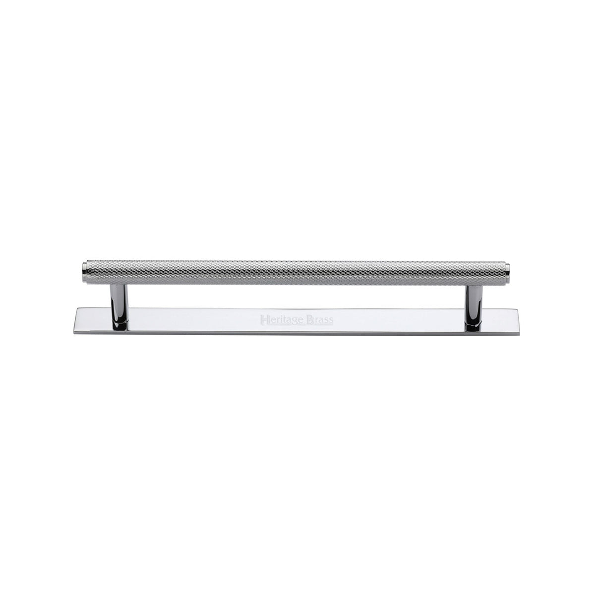 Knurled Cabinet Pull Handle with Plate by M Marcus - Heritage Brass