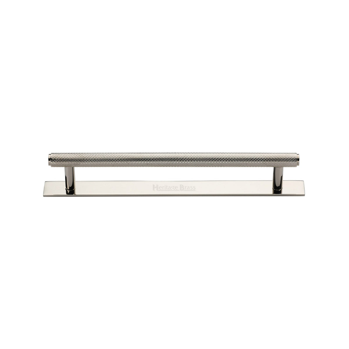 Knurled Cabinet Pull Handle with Plate by M Marcus - Heritage Brass