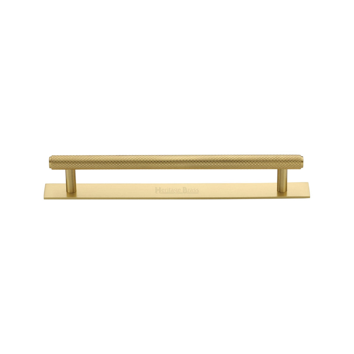 Knurled Cabinet Pull Handle with Plate by M Marcus - Heritage Brass