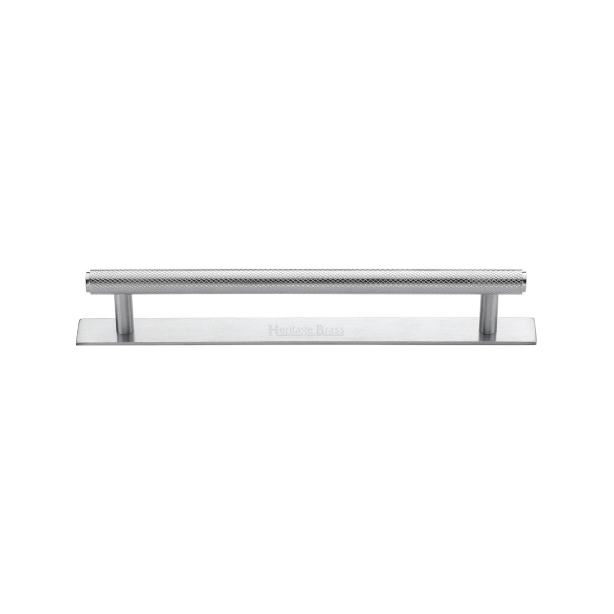Knurled Cabinet Pull Handle with Plate by M Marcus - Heritage Brass
