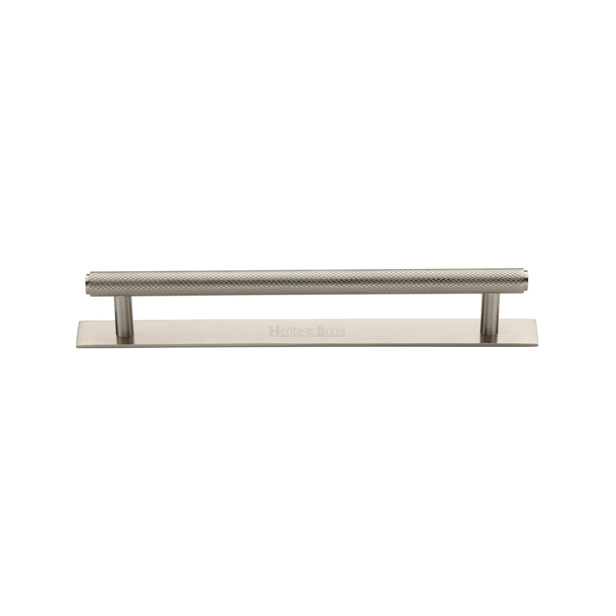 Knurled Cabinet Pull Handle with Plate by M Marcus - Heritage Brass