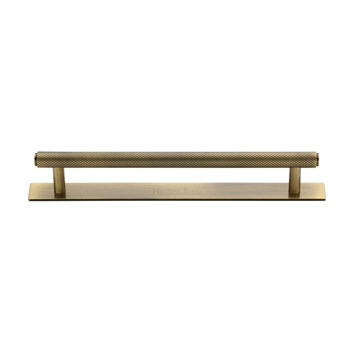 Knurled Cabinet Pull Handle with Plate by M Marcus - Heritage Brass