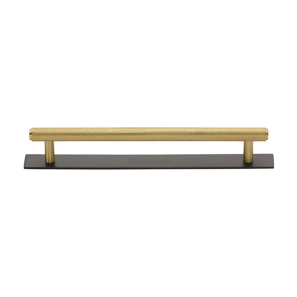 Knurled Cabinet Pull Handle with Plate by M Marcus - Heritage Brass