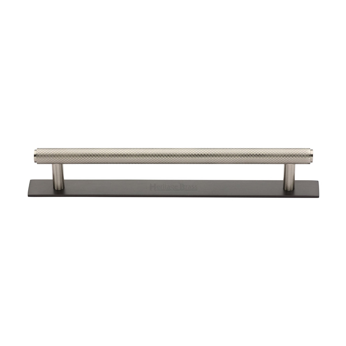 Knurled Cabinet Pull Handle with Plate by M Marcus - Heritage Brass