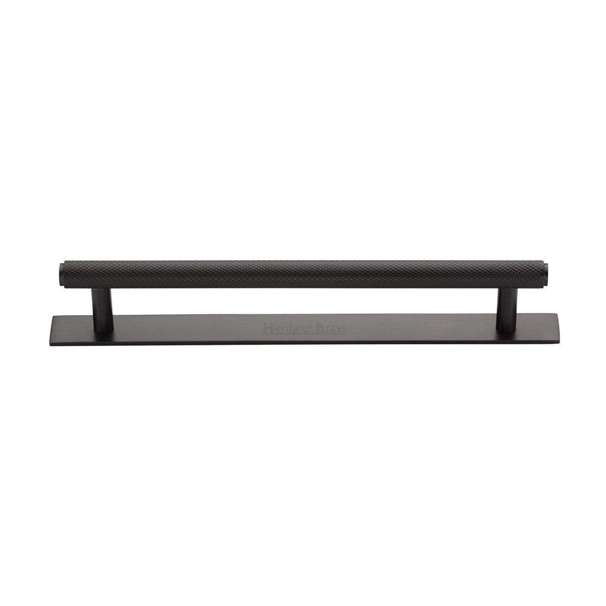 Knurled Cabinet Pull Handle with Plate by M Marcus - Heritage Brass