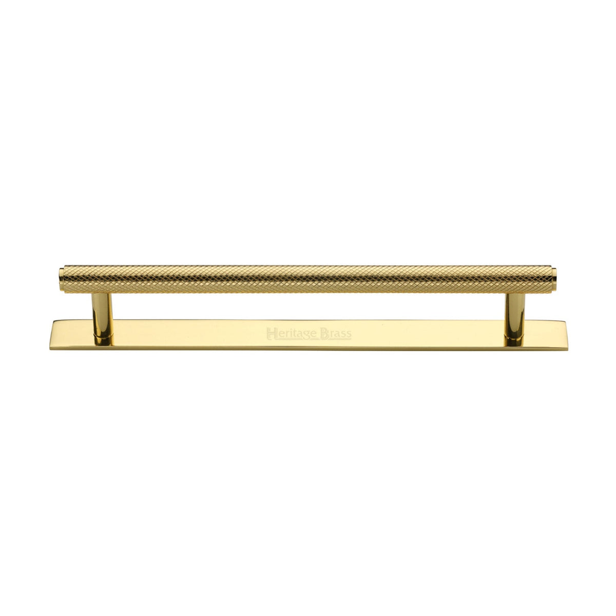 Knurled Cabinet Pull Handle with Plate by M Marcus - Heritage Brass