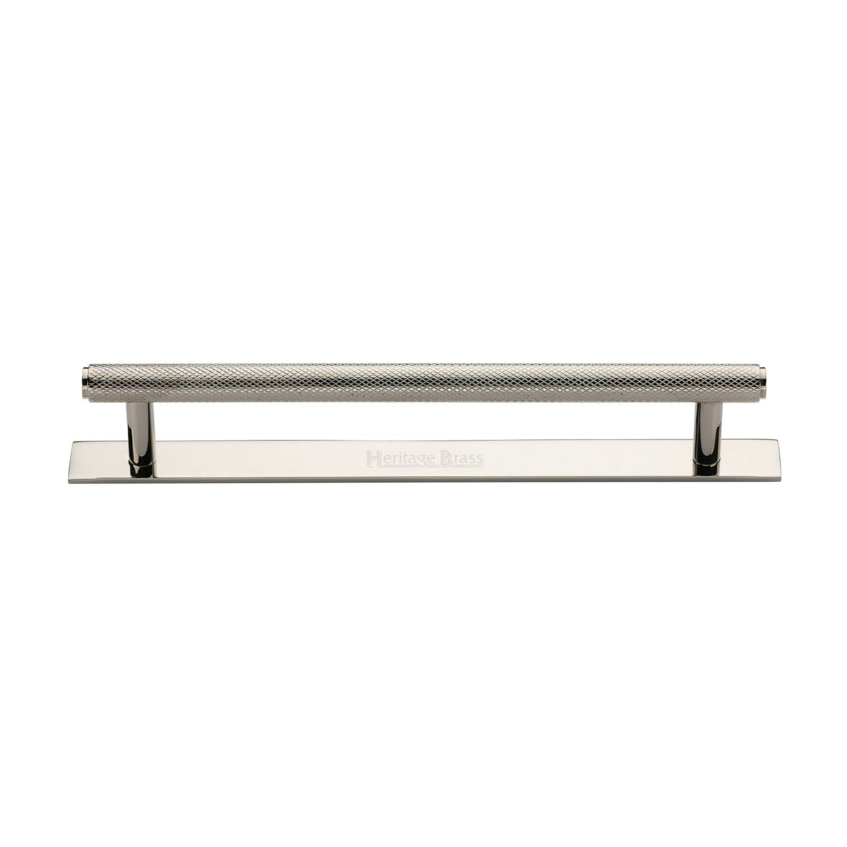 Knurled Cabinet Pull Handle with Plate by M Marcus - Heritage Brass