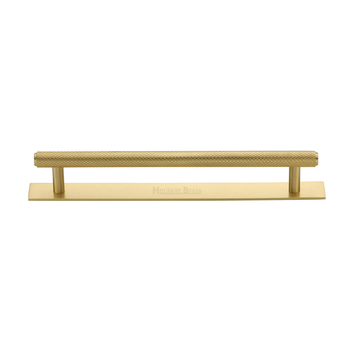 Knurled Cabinet Pull Handle with Plate by M Marcus - Heritage Brass