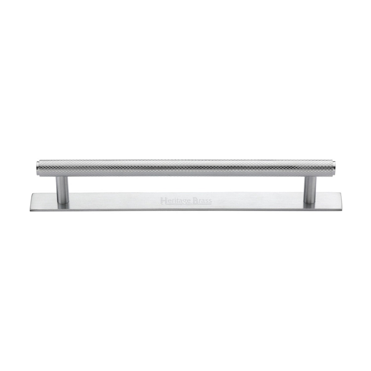Knurled Cabinet Pull Handle with Plate by M Marcus - Heritage Brass