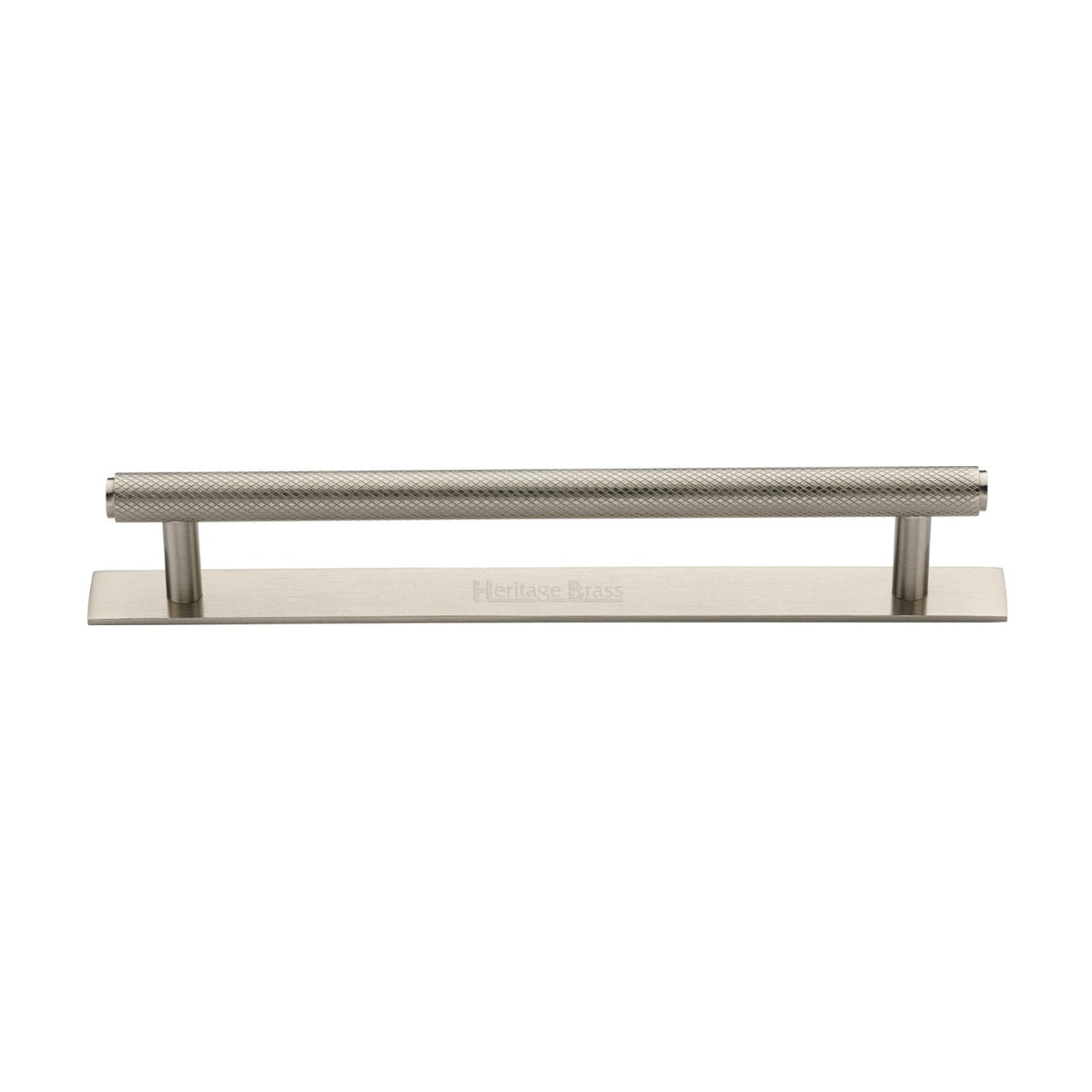 Knurled Cabinet Pull Handle with Plate by M Marcus - Heritage Brass