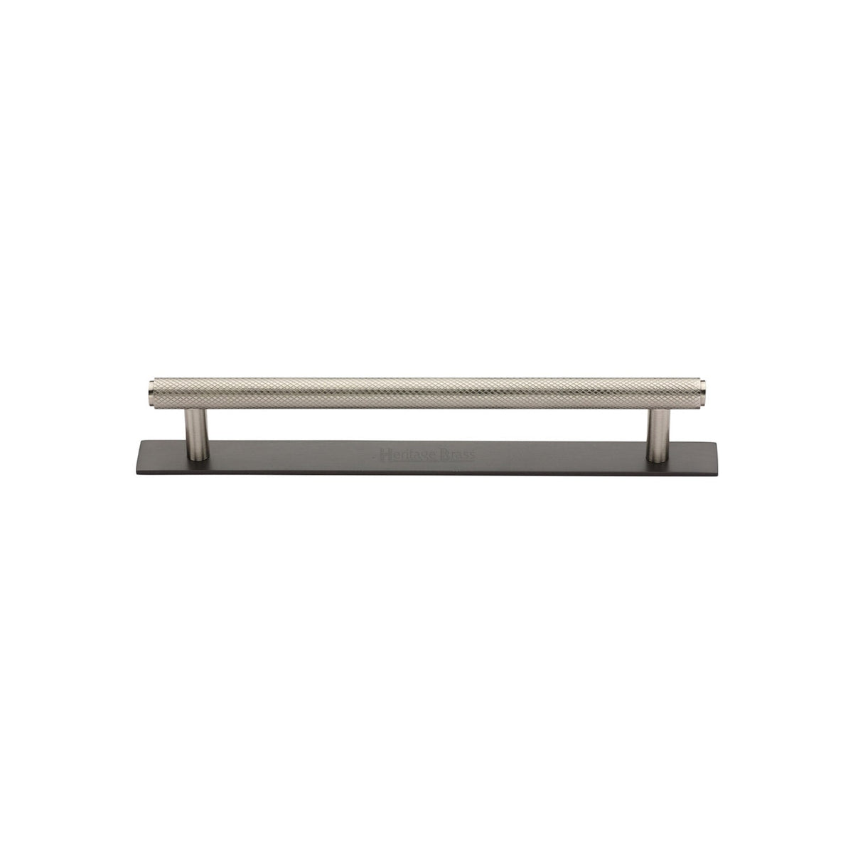 Knurled Cabinet Pull Handle with Plate by M Marcus - Heritage Brass